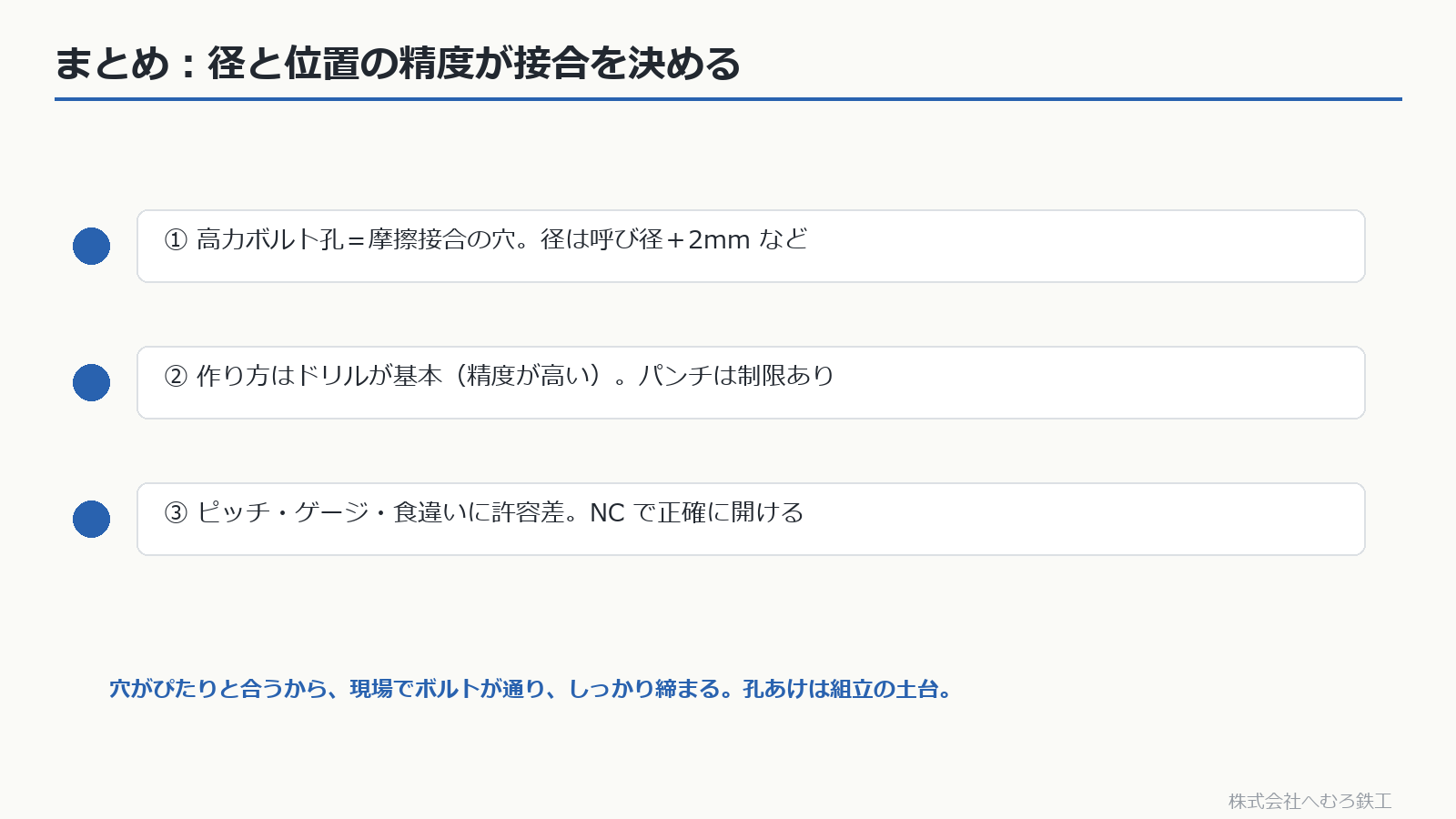 孔あけの精度のまとめ3点