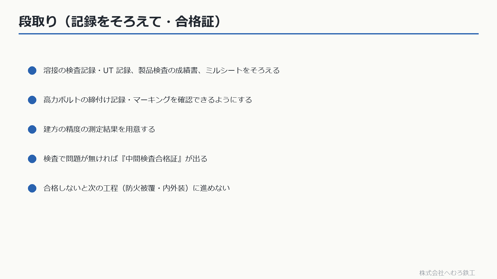 中間検査に向けた記録の準備と合格証