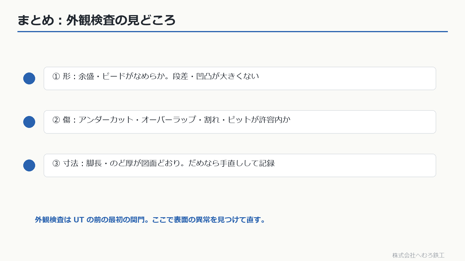 外観検査の見どころ3点のまとめ