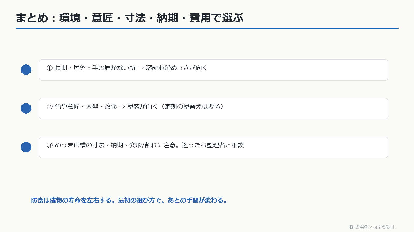 めっきと塗装の選び方のまとめ3点