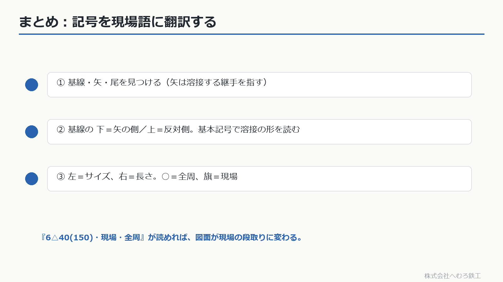 溶接記号の読み方のまとめ3点