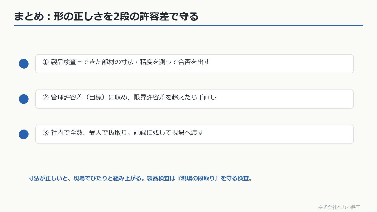 製品検査のまとめ3点